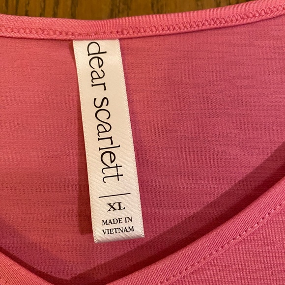 Dear Scarlett - Pink 3/4 Sleeve, V-Neck Top, XL - Picture 3 of 4